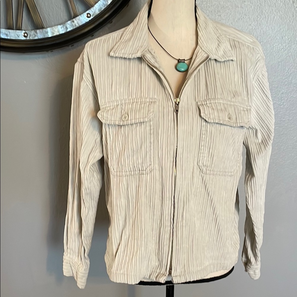 NORTHCREST corduroy Women's Cream Zip-Up Jacket